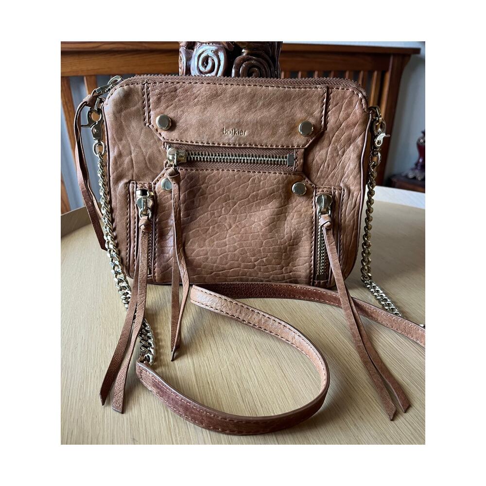 Botkier | Logan Leather Crossbody Purse Brown w/Gold Chain Accent
